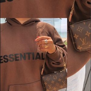 ESSENTIALS fear of god-men's brown hoodie